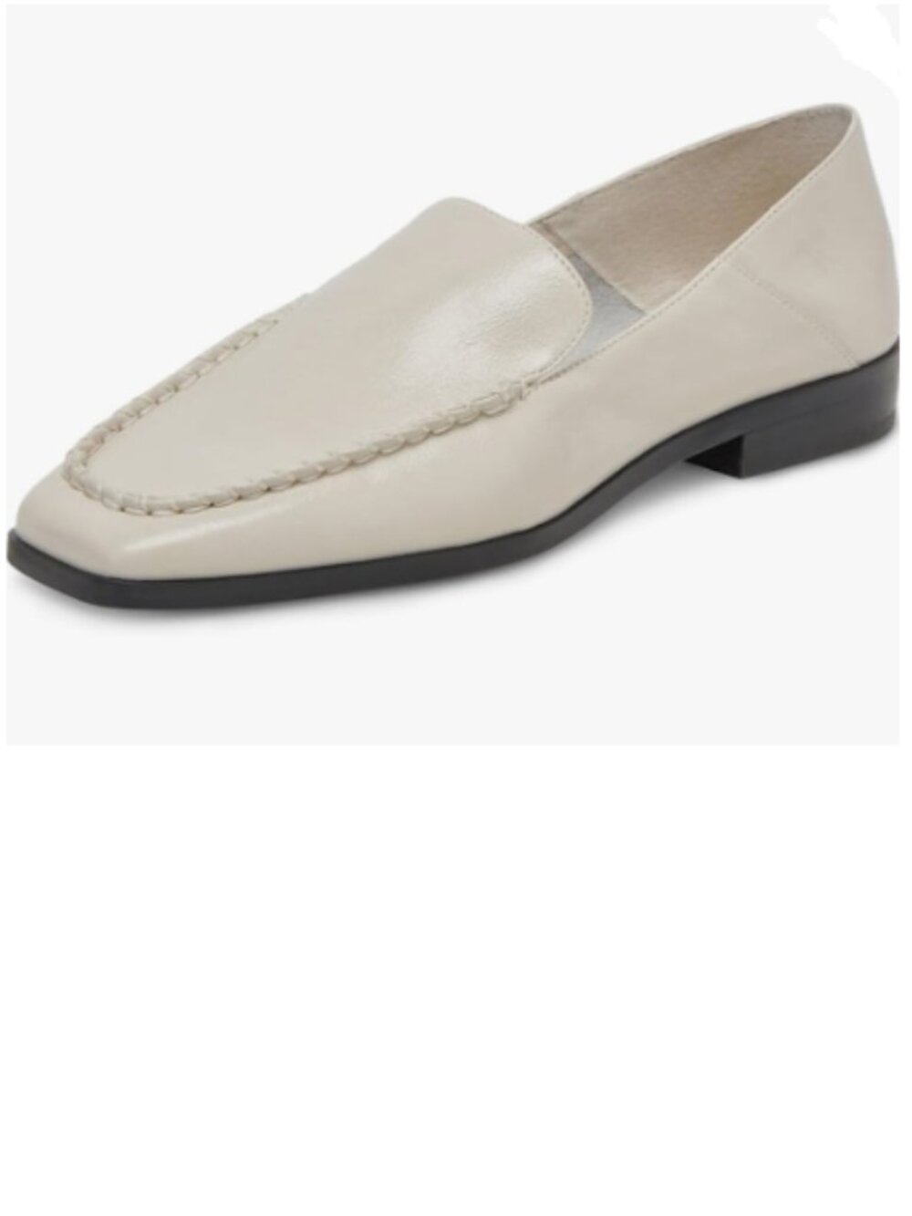 YDN White Squared Toe Chunky Heel Slip On Loafers Chic Basic Style Daily